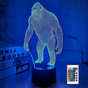 Veilleuse 3d Ape Gorille Led Veilleuse Bébé Crèche Singe Lampe Pour Chambre D'enfants Maison Dcor Noël Cadeaux D'anniversaire Avec 16 Changement De Couleur - Neuf