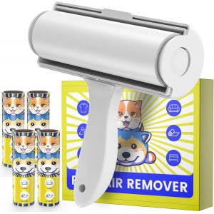 Yemaesre-Anti Poil Animaux, Rouleau Anti-Peluches Adhésif Pour Vêtements, Lits Et Canapés, 16 Cm, Pour Poils De Chat, Poils De Chien, 1 Dérouleur Avec 4 Rouleaux De Rechange De 60 Feuilles - Neuf