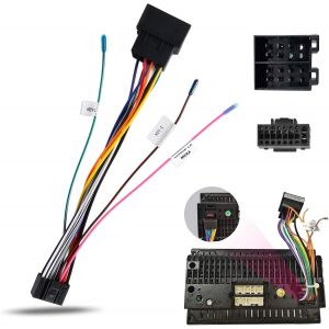 Câble ISO Adaptateur de 16 Broches pour Autoradio Android avec Fils d'accessoires Universels avec Lignes de Commande au Volant et Inverse pour VW Prise Standard - Neuf
