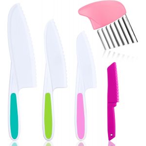 Kitchen Knives,5pcs Plastic Knife Set For Cutting And Cooking Fruits Or Vegetables For Young Children - Neuf