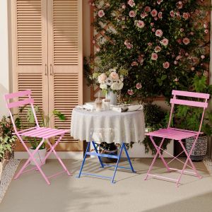 Lot de 3 Meubles de Jardin de Balcon, Bistrot Bar Salon de Jardin Exterieur 2 Personnes - Neuf