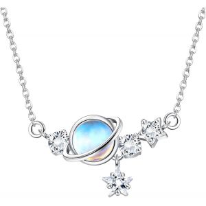 Asas-Adramata Argent 925 Collier Pendentif Pierre De Lune Pour Femme-Chaîne Cadeau Fête Des Mères,Meilleure Amie,Anniversaire - Neuf