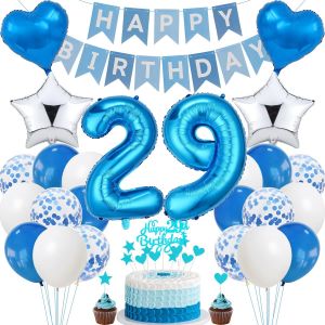 Décoration De Gâteau D'anniversaire 29 Ans, Bleue, Pour Homme, Femme, 29 Ans, Pour Homme Et Femme, Décoration De Gâteau 29 Ans, Homme Et Femme - Neuf