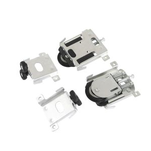 2 x Sliding Door Rollers for Wardrobe Doors, Rollers, Wardrobe Runners Guides, Guides with Buffer, Nylon, Silver - Neuf