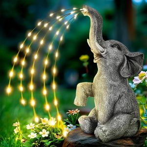 Loc-Statue D'éléphant Améliorée-Décoration De Jardin-Figurine D'éléphant À Énergie Solaire-Cadeau Pour Maman,Cadeau D'anniversaire Pour Femme,Décoration D'éléphant Pour Terrasse(27cm) - Neuf