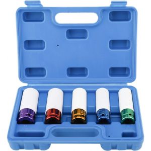 Jeu De 5 Douilles &Agrave; Chocs Pour Les Jantes Drive M&eacute;trique Extra &Agrave; Paroi Mince De Roue,Taille 15,17,19,21,22 Mm - Neuf