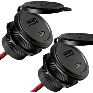 Aluminium Prise Usb C 12V Encastrable, Double Prise 12 Volt Voiture Pd & Qc Chargeur Usb &Eacute;tanche Pour Bateau Marine Camping-Car Camion Caravane, Sans Led 2 Pi&egrave;ce - Neuf