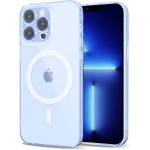 Eryi-Pour Iphone 13 Pro Max Coque Compatible Avec Magsafe, Transparente Magnétique Protection De L'objectif Etui Housse, Pleine Silicone Cover, Coque Mat Translucide Mince Antichoc, Bleu Ciel - Neuf
