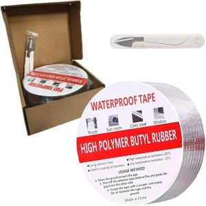 ASFASFq-Ruban Butyle Ruban Adhésif Aluminium Ruban éTanche En Butyle, Butyle En Aluminium Bande D'éTanchéIté Haute Temperature, Ruban De RéParation pour RV, Camping-Car, toiture,Bateau réparer - Neuf