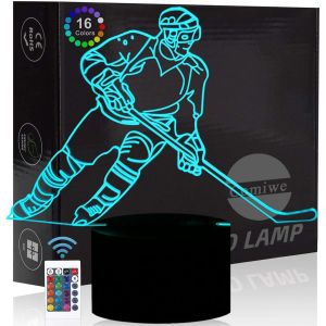 Hockey Sur Glace 3d Illusion Veilleuse Jouets,D&eacute;cor De Maison Led Lampe De Chevet Table,Tactile & T&eacute;l&eacute;commander 16 Couleurs,Cadeau D'anniversaire De No&euml;l Pour Filles Gar&ccedil;ons Enfants Amis Et Famille - Neuf