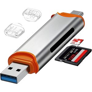 Lecteur de Carte SD USB 3.0, Type C Micro SD Card Reader, Adaptateur de Carte M&eacute;moire, Memory Card Adapter pour TF SDHC SDXC MMC Compatible avec MacBook Pro, PC, Samsung, Android, Windows - Neuf