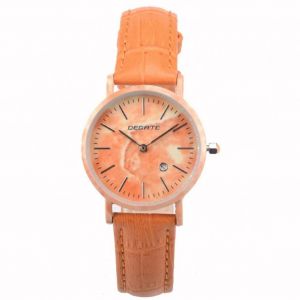 Montre En Alliage À La Mode Cadran Rond Affichage Analogique Quartz Femmes Montre-Bracelet (Jaune) - Neuf