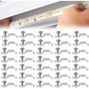 Eryi-35pcs Clip De Fixation Ruban Led, Attache Ruban Led 10mm Pour Supports De Fixation Clips Bande Led 10mm Wide Waterproof - Livré Avec 35 Pièces De Vis - Neuf