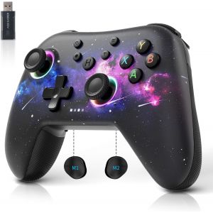 Aurora 2.4g Wireless Bluetooth Controller Pour Windows Pc/Switch/Stem/Ios/Android, Pc Gamepad Avec Joystick À Effet Hall, Bouton Arrière Programmable, Actuateur À Résonance Linéaire (Galaxie) - Neuf