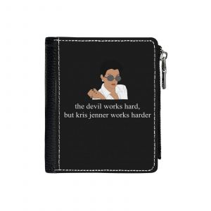 Portefeuille Le diable travaille dur, mais Kris Jenner travaille plus dur=41 Compact en Simili-Cuir Porte-Cartes Fermeture Éclair Homme Femme Ad - Neuf