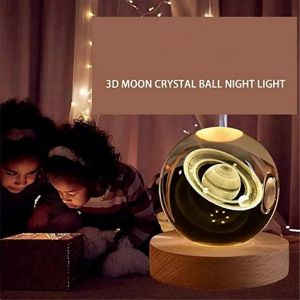 Lampe boule de cristal galaxie 3D,cadeau de Saint-Valentin,lampe plan&egrave;te lune,E - Neuf