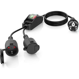 Rallonge Double Prise: Rallonge Electrique Double Câble Elastique 1,5 mm² 16A/250V étanche IP20 pour Bureau Extérieure ou Intérieure Cuisine - Neuf