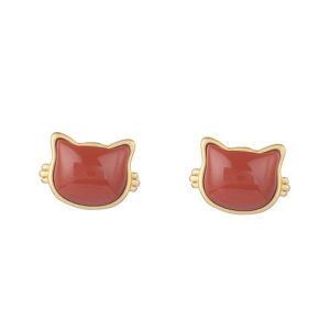 Boucles D'oreilles Chat En Argent S925 Pour Femme - Bijoux D'oreilles L&eacute;gers Et Durables - Neuf