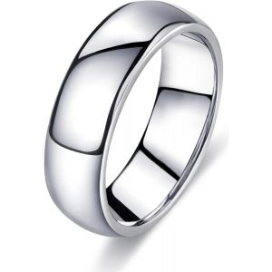 Bague Homme Femme Argent Acier Inoxydable Bague Alliance Anneau De Mariage Simple Et Poli Bague De Fian&ccedil;ailles Largeur De 5 Mm Bijoux Bague Fille Ado Taille 62 - Neuf