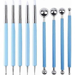 Outil De Poterie,9 Pi&egrave;ces Kit De C&eacute;ramique Sculpture Outils De Modelage Accessoires En Argile Pour Poterie D'argile L'art Du Bricolage Comprend Des Stylos En Silicone,Des Outils &Agrave; Bille - Neuf