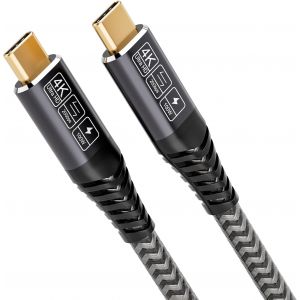 Cable USB C vers USB C 20 Gbps, C&acirc;ble USB 3.2 Gen2, 100W 20V/5A c&acirc;ble usbc charge rapide, Transmission vid&eacute;o 4K @ 60Hz pour t&eacute;l&eacute;phones mobiles, moniteurs, dispositifs USBC 2M - Neuf
