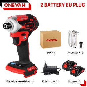 ONEVAN ¿ tournevis électrique sans balais 588nm, clé à chocs sans fil à 5 vitesses, perceuse à percussion, pilote LED pour broche de batterie Makita 18V-2Battery 1Euplug - Neuf