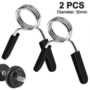 Paire de colliers de sport standard avec 3 tours de pince à ressort ronde et fil de 4 mm de diamètre, barre légère, pince pour sertir les barres - Neuf