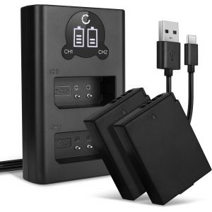 Batterie pour Caméra, Compatible avec Canon EOS 4000D, 1100D, 1300D, 1200D, LP-E10 (7.4V, 1020mAh) 2 Pièces + Double Chargeur - Neuf