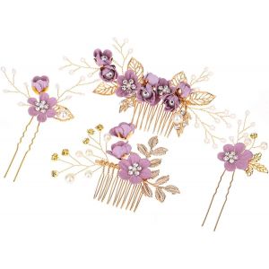 1 Morceau De Fourche Cheveux Vigne De Mariage En Cristal De Peigne Pour Les Cheveux, Accessoire De Mariée Perle Peigne De Nacre Bleu, Coiffure Mariée Avec Fleur De Perle - Neuf