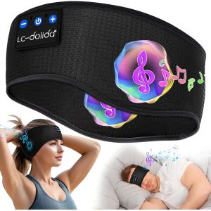 JEXNOVASHOP-Bandeau &Eacute;couteurs de Sommeil Bluetooth V5.4, Casque Audio sans Fil, Casque de Sommeil 15 Heures de Lecture, Bandeau de Sommeil L&eacute;ger avec St&eacute;r&eacute;o HiFi - Neuf