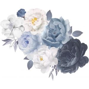 ERYI-Stickers Muraux Fleur De Pivoine, Bleu Stickers Muraux Vintage Fleur, Décoratifs Pivoine, Peint Chambre Décoration Fond, 44X42Cm (E) - Neuf