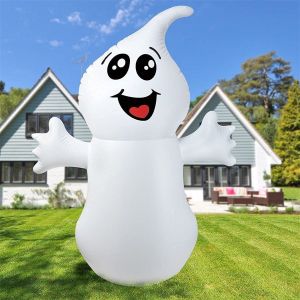 Ballon d'Halloween de 1,5 m, motif fantôme mignon, décoration de jardin pour vacances, fête, cour, jardin, ballon d'Halloween, gobelet souriant, arrangement de scène de Noël - Neuf