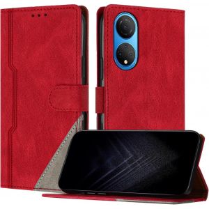 Kal-Étui Pour Huawei Honor X7 4g, Housse En Cuir Pu Avec [Protection Antichoc Tpu] [Fonction Support] [Porte-Cartes ] Antichoc Magnétique Coque Pour Honor X7 4g - Rouge - Neuf