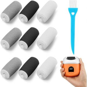 Kalanka-Limes &Agrave; Pieds &Eacute;lectriques De Remplacement, Lot De 9 Rouleaux De Remplacement Avec Pierre Ponce, Accessoires Pour Ponceuse &Agrave; Pieds Pour Pedicure Rape Pied Electrique Avec Brosse Blanc Gris Noi - Neuf
