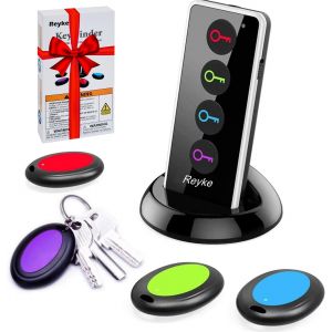 MEVRONISSHOP-Localisateur de cl&eacute;s, 80 DB sans Fil RF avec port&eacute;e de Travail de 39,6 m, t&eacute;l&eacute;commande avec Lampe de Poche LED, Support de Base pour cl&eacute;s, Portefeuille, t&eacute;l&eacute;phone et Animal Domestique - Neuf