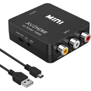 Adaptateur Rca Vers Hdmi,Convertisseur Vidéo Rca Vers Hdmi,Mini Rca Av Composite Cvbs Adaptateur De Convertisseur Vidéo 3rca Vers Hdmi Prise En Charge Pal Ntsc Vcr Xbox Ps4 Ps3 Tv Stb Vhs Camera - Neuf