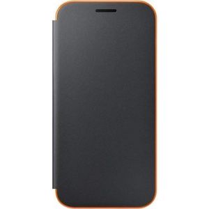 KAL-Coque Folio À Rabat Pour Galaxy A3 2017 - Noir/Orange Fluo - Neuf
