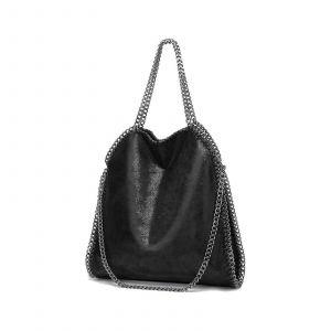 Femmes Sacs à main Cuir souple Mode Designer Poignée supérieure Casual Poche Dames Fourre-tout Portable Chaîne Grands Sacs à bandoulière Noir - Neuf