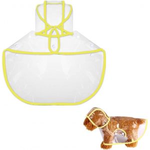 1 Morceau De Chien Imperméable Jaune, Taille M), Transparent Chien Manteau De Pluie, Réglable Imperméable Pour Chien Imperméable, Anti-Manteau De Pluie Poncho Avec Capuche, Pour Les Petits Chiens - Neuf