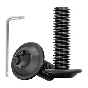 CHECARZHN--NO1-Lot De 20 Vis À Tête Bombée M6 X 25 - Vis À Tête Bombée - Vis À Tête Plate Avec Rondelle - En Acier Inoxydable A2 V2A - Filetage Complet - Vis À Bride Avec Clé Torx (M6 X 25) - Neuf