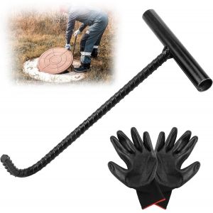 Crochet de couvercle d'&eacute;gout-29 cm-En forme de T-Petit outil court - Neuf