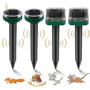 &Eacute;liminateur De Taupes Solaire 4 Pi&egrave;ces, R&eacute;pulsif &Agrave; Ultrasons Contre Les Serpents Et Les Taupes, &Eacute;limine Les Souris Et Les Campagnols Nuisibles, &Eacute;tanche Pour Le Jardin - Neuf