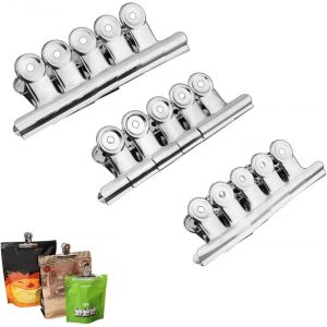 Kal-15 Pièces 3 Tailles Différentes Clips Sac En Acier Inoxydable, Clips Sac Congélation, Parfaites Pour Les Poignées Hermétiques Sur Les Sacs À Café Et À Pain, Cuisine De Bureau À Usage Domestique - Neuf