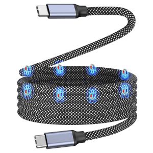 Câble de charge USB C,câble de charge magnétique 240w de type C,câble USB C vers USB C,câble de charge rapide de 3,3 pieds de type C tressé en nylon - Neuf