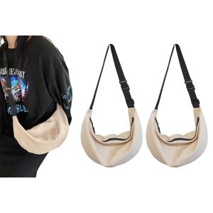 Ensemble de 2 sacs bandouli&egrave;re en nylon, petit sac bandouli&egrave;re en forme de croissant, sac de voyage &agrave; bandouli&egrave;re, kaki - Neuf