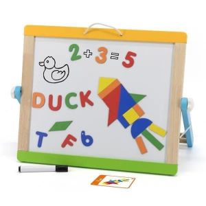 Viga - Tableau magn&eacute;tique effa&ccedil;able &agrave; sec et craie avec accessoires - Jeux Educatifs - D&egrave;s 3 ans. - Neuf