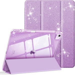 Coque pour iPad Air 13 Pouces M3/M2 (2025/2024) - [Rangement de Stylet] Coque Transparente Claire, &Eacute;tui Antichoc avec Bord en TPU Housse Pliable Sommeil/R&eacute;veil Auto, Violet Scintillant - Neuf