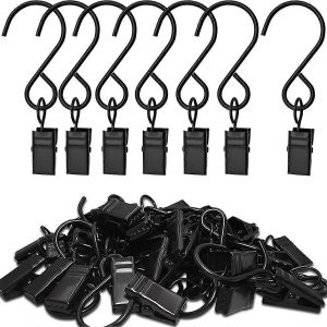 50PCS en acier inoxydable S crochets Pinces à rideau,Clips de lumières suspendues,Cintres Gouttière Photo,Art Craft D - Neuf