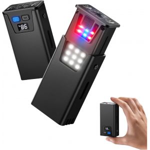 Dool-Lampe Torche Led Rechargeable,Lampe De Poche,Lampe Tactique Avec Affichage Puissance,1000 Lm,Usb-C,Ipx5,1800 Mah,Base Magnétique,Voyant Avertissement Rouge Et Bleu (Noir) - Neuf