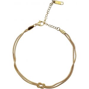 Eryi-Bracelet Avec N?ud D'amour Plaqué Or 18 Carats - Chaîne Serpent Exquise - Bracelet Infini Réglable - Bijoux En Or - Cadeau Pour Femmes Et Couples - Neuf